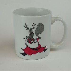 Neiman Marcus Santa Reindeer Coffee Mug VTG Linyi